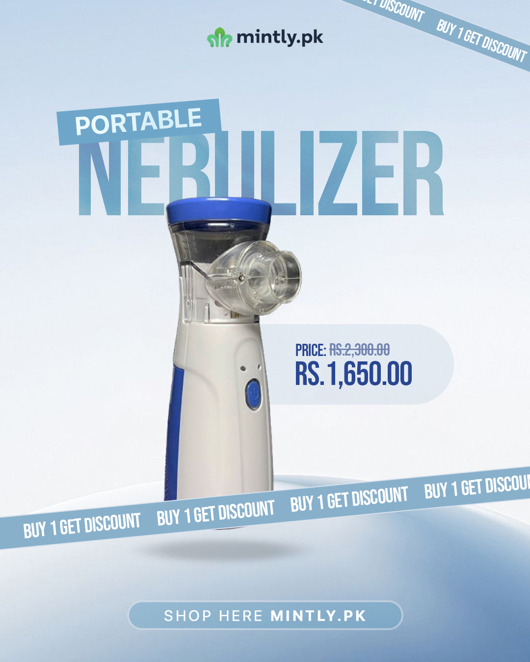Pack Of 1 Portable Mesh Nebulizer – AA Battery & USB-C Powered Respiratory Relief Anytime, Anywhere